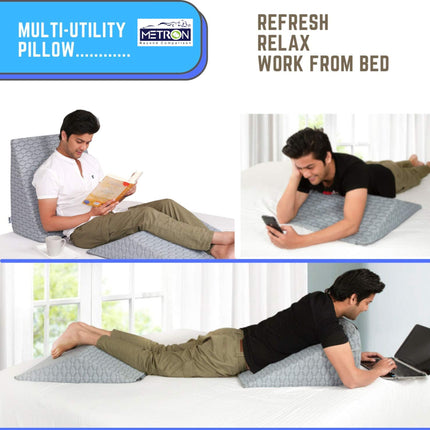 using wedge pillow for sitting comfortably in bed while reading working or relaxing at home Metron