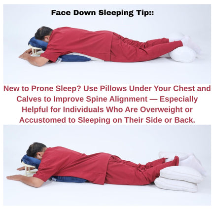 how to sleep face down after eye surgery using pillow with chest and leg support for proper alignment