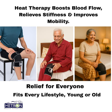 People feeling relief from knee pain and stiffness after using heat therapy for better mobility metron