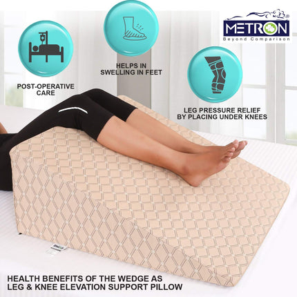 how to reduce leg swelling knee pain and improve blood circulation using leg elevation pillow at home India Metron