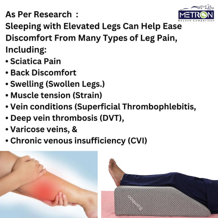 Leg Elevation Pillow for Swelling, Sciatica & Blodd Circulation | Extra Large Orthopedic Bed Wedge Pillow fo |  Metron Regularextralarge LE008