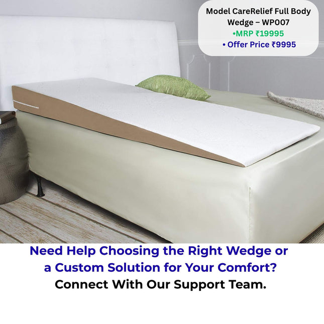 Metron CareRelief full body wedge pillow India for back support sleeping and medical recovery with incline comfort solution
