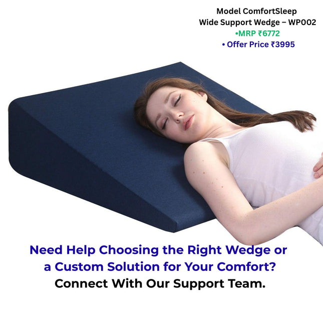 Metron ComfortSleep wide wedge pillow WP002 28 inch wide incline pillow for sleeping support and elevated comfort at home
