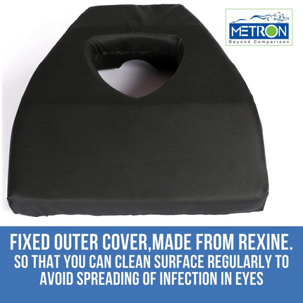 Face down pillow with center cut for face support during recovery after macular hole and retina surgery