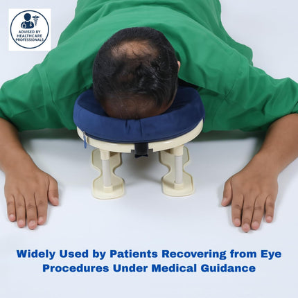 front view of face down pillow with stand showing stable base and ergonomic support for face down positioning