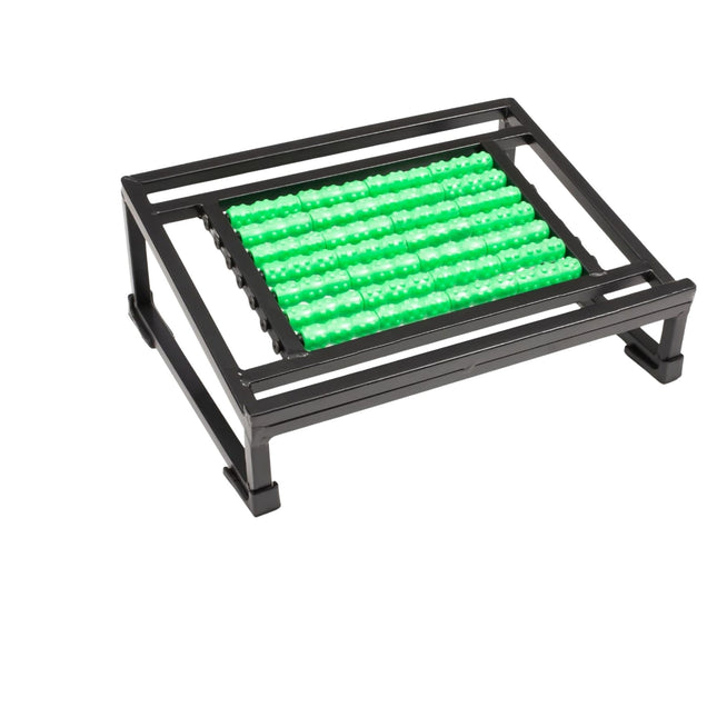 Metron foot rest for office chair with metal frame provides stable leg support and improves comfort during long sitting