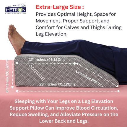 Leg Elevation Pillow for Swelling, Sciatica & Blodd Circulation | Extra Large Orthopedic Bed Wedge Pillow fo |  Metron Regularextralarge LE008