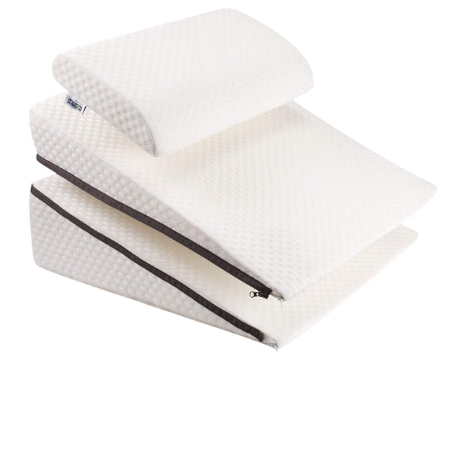 Metron wedge pillow for back support while sleeping on bed helps in comfortable reclined position for better sleep and relaxation at home