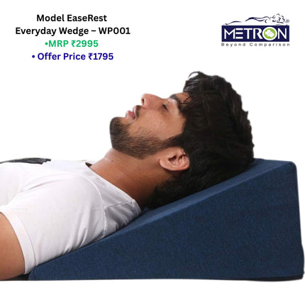 Metron wedge pillow for snoring relief and better breathing while sleeping in elevated position