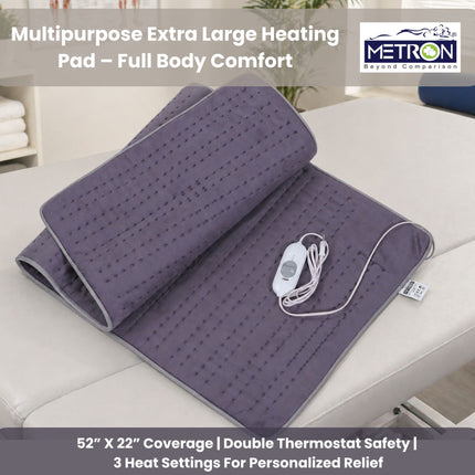 Full Body Electric Heating Pad for Back Pain | Extra Large 52” x 22” | Heating Blanket for Bed | HP004