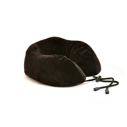 Black Colour Memory Foam Travel Neck Pillow | Premium Contoured Design | Soft Comfortable Velvety Velour Cover (06302A)