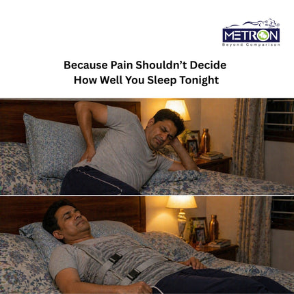 Night time back pain relief heating pad for better sleep, helps relax muscles and improve comfort while resting by Metron
