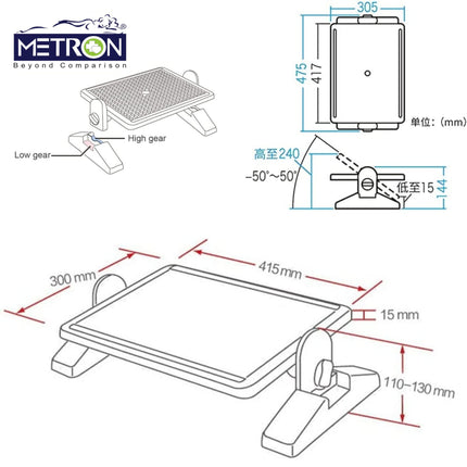Office chair foot rest design and size suitable for under desk use by Metron