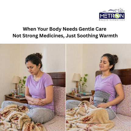 Heating pad for period pain relief and stomach cramps, natural heat therapy for women comfort without medicines by Metron