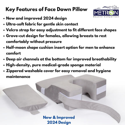 face down pillow features including breathable design velcro adjustment and medical grade foam for home recovery in India