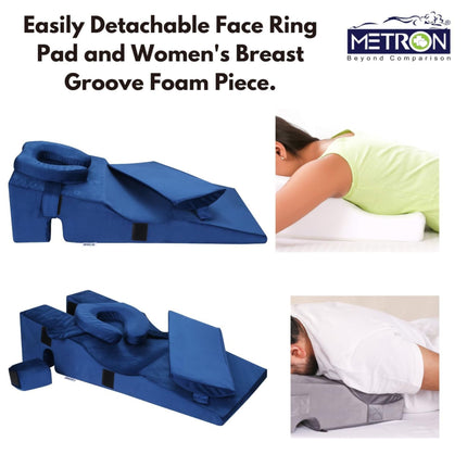 face down pillow with removable face ring and chest support for enhanced comfort