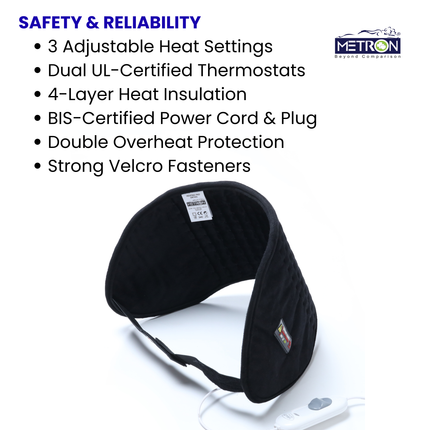 Electric Heating Pad for Back Pain, Period Cramps & Muscle Relief | METRON GentleCare HP005 BLK
