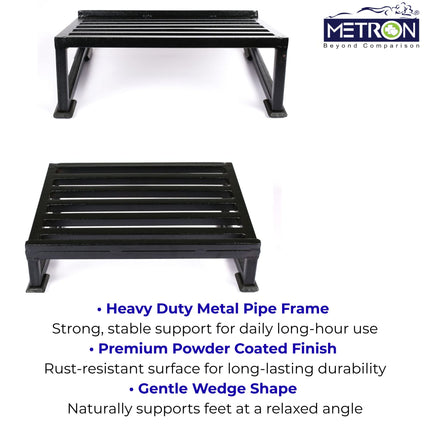 Strong metal foot rest for office chair provides stable leg support and improves comfort during long sitting