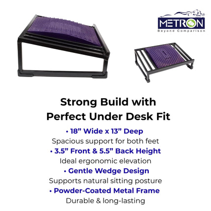 Under desk foot rest supports better sitting posture and reduces strain on legs during long hours