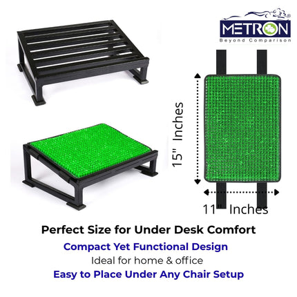 Under desk foot rest with massage mat provides better leg support and relaxation while working at desk
