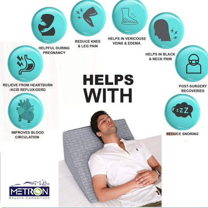wedge pillow benefits including relief from acid reflux snoring knee pain varicose veins and improved blood circulation Metron