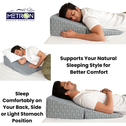 wedge pillow for back sleeping improves posture and provides upper body support for better comfort and relaxation Metron India