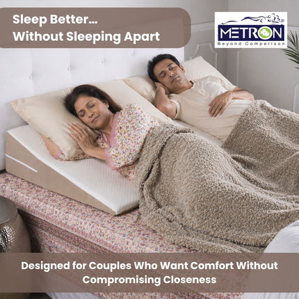 Wedge pillow for couples to sleep comfortably together without disturbing each other during inclined sleeping
